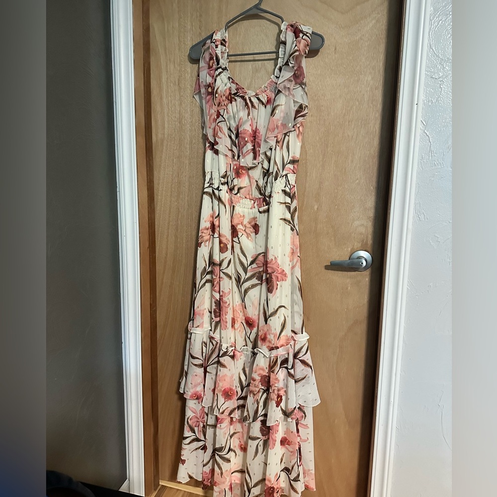 INC International Concepts Pink and Cream Floral Maxi Dress